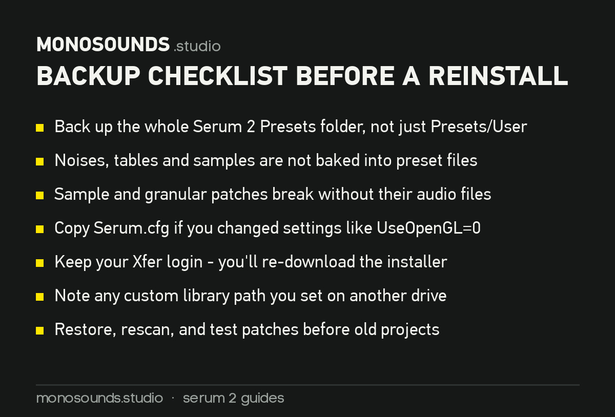 Backup Checklist Before a Reinstall