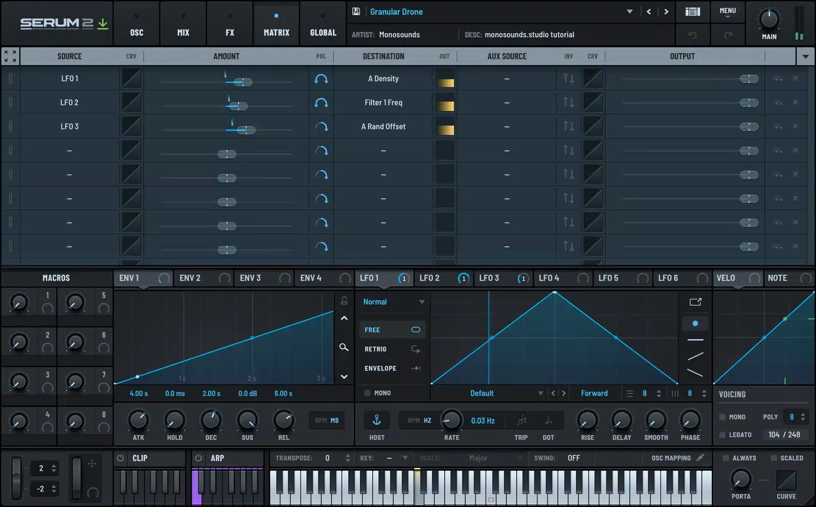 Serum 2 drone LFO matrix