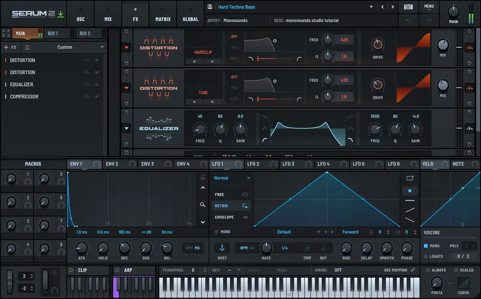 Serum 2 hard techno bass distortion chain