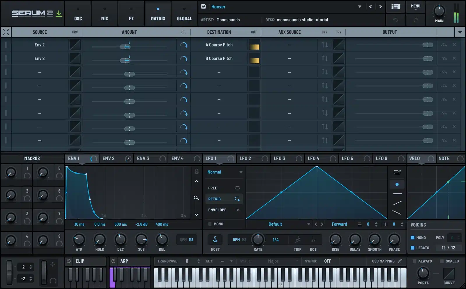 Serum 2 hoover pitch envelope