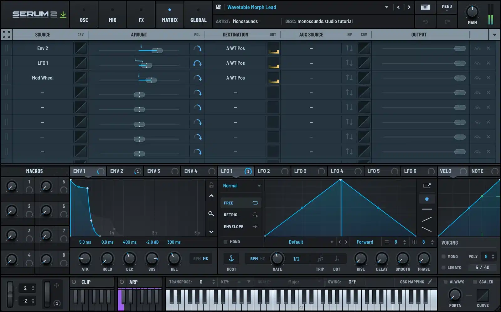 Serum 2 morph lead modulation matrix