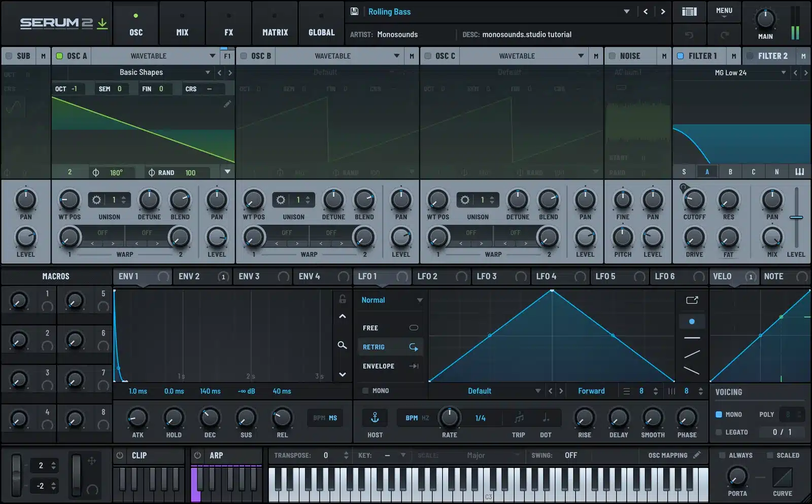 Serum 2 arpeggiated bass patch